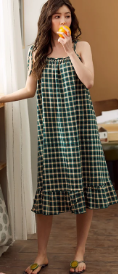 Casual Spaghetti Strap V-Neck Floral Print Cotton Night Dress