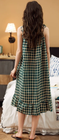 Casual Spaghetti Strap V-Neck Floral Print Cotton Night Dress
