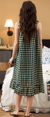 Casual Spaghetti Strap V-Neck Floral Print Cotton Night Dress