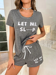 Casual Style Pajamas Set Home Wear Top Letter Shorts Two-Piece