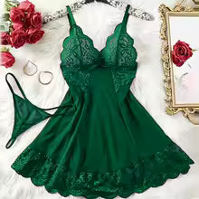 Casual Ultra-thin See-through Pajama Sets Lace Sleepwear