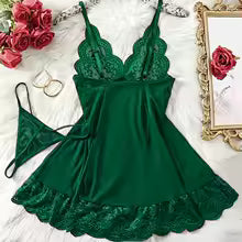 Casual Ultra-thin See-through Pajama Sets Lace Sleepwear