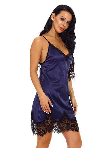 Chemise Polyester T-back Jumper 2 Piece Set Lingerie