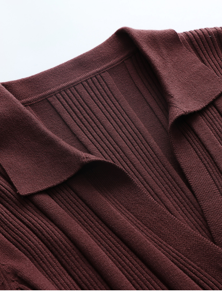TAMIA Bell Cuff Knit Shirt Jacket - Chocolate