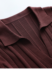 TAMIA Bell Cuff Knit Shirt Jacket - Chocolate