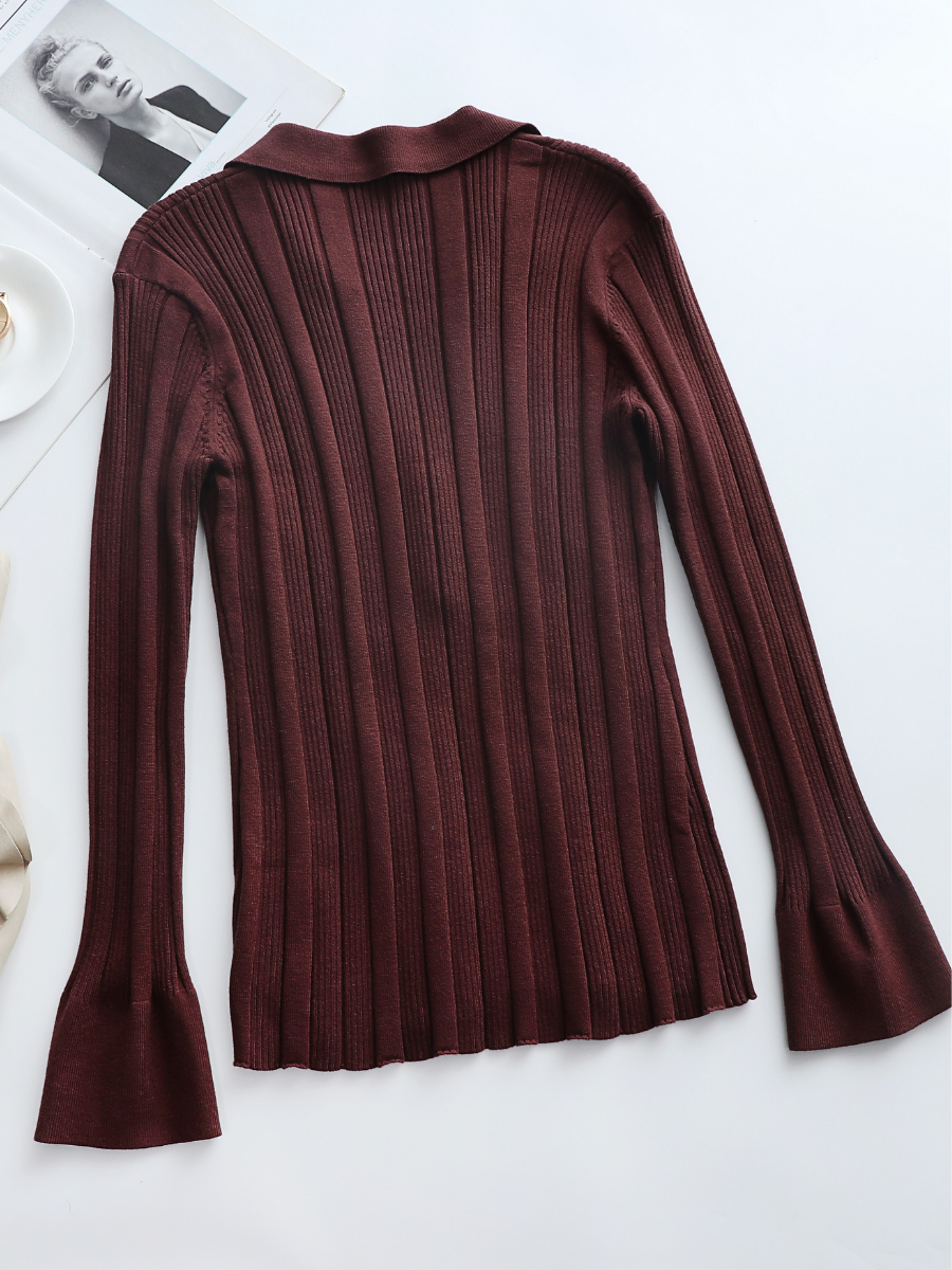 TAMIA Bell Cuff Knit Shirt Jacket - Chocolate