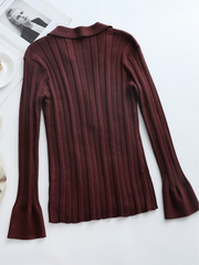 TAMIA Bell Cuff Knit Shirt Jacket - Chocolate