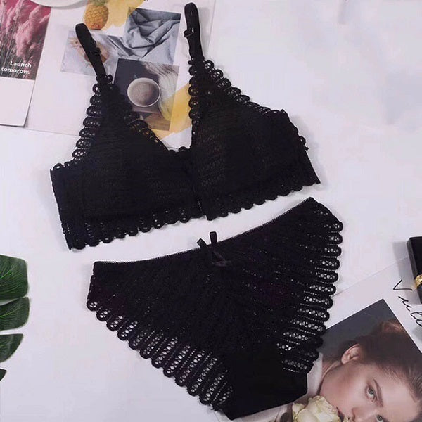 Closure Bra And Panties Set Lingerie Push Up Bralette Embroidery