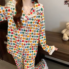 Clouds Cotton Sleepwear Long Sleeve 2 Piece Pants Pajama Set Nightwear