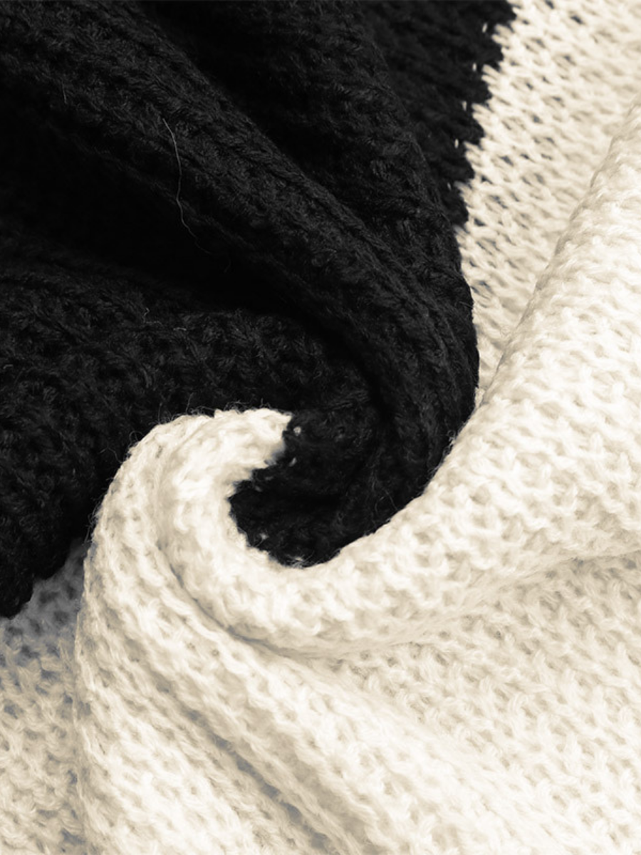 Black Grey Stripe Block Sweater