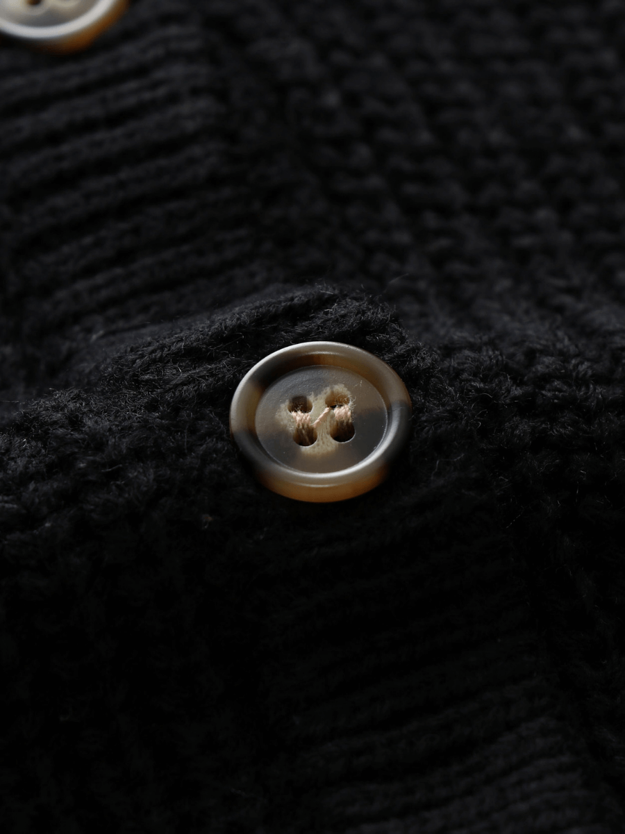 Front and Back Wearable Knit Cardigan - Black