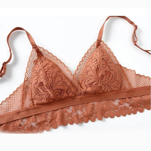Comfortable Brassiere Wire Free Embroidery Flowers Lingerie