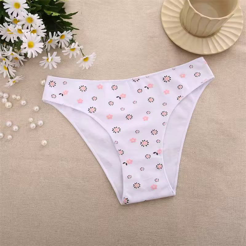Cotton Comfortable Intimates Underpants Dot Printing Low Waist Briefs Female Lingerie