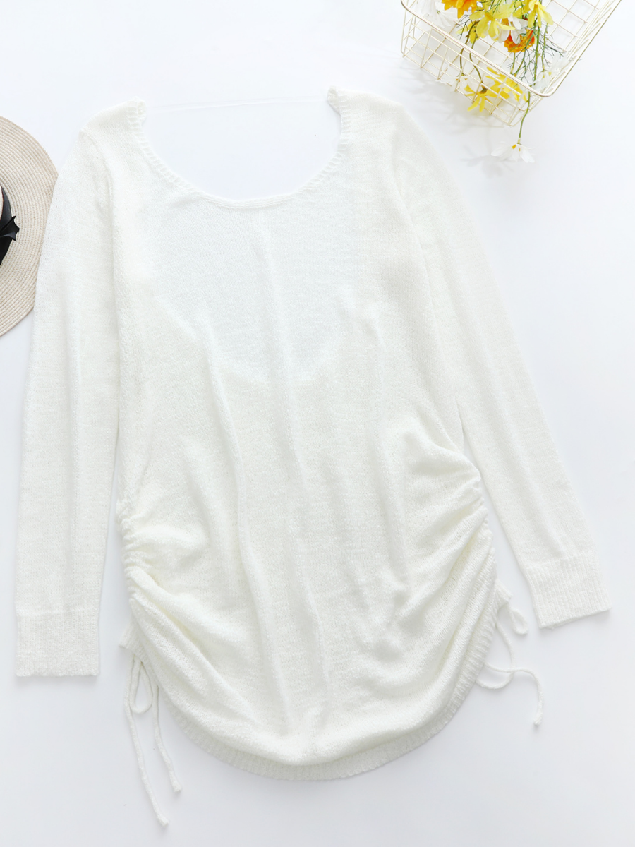 CASTAWAY Low Open Back Knit Dress - Cream