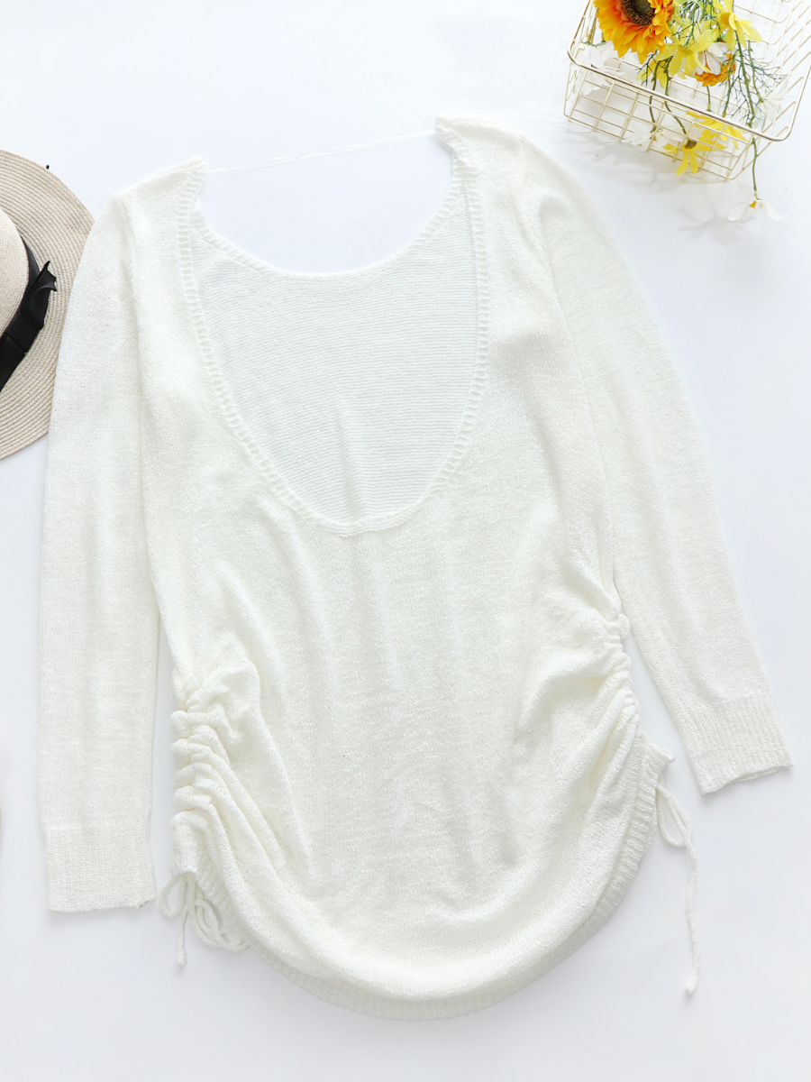 CASTAWAY Low Open Back Knit Dress - Cream