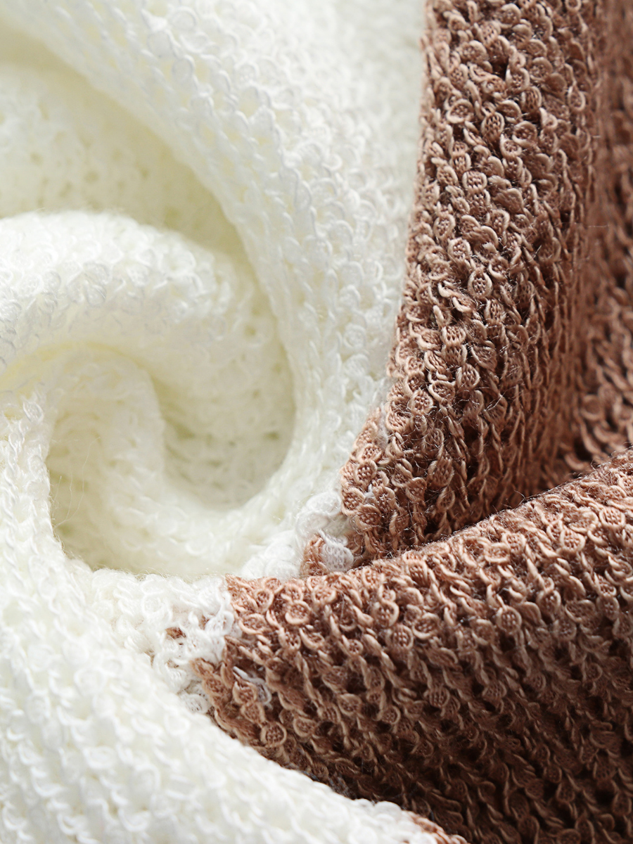 GRANIA Two Tone Color Block Knit Sweater - Cream