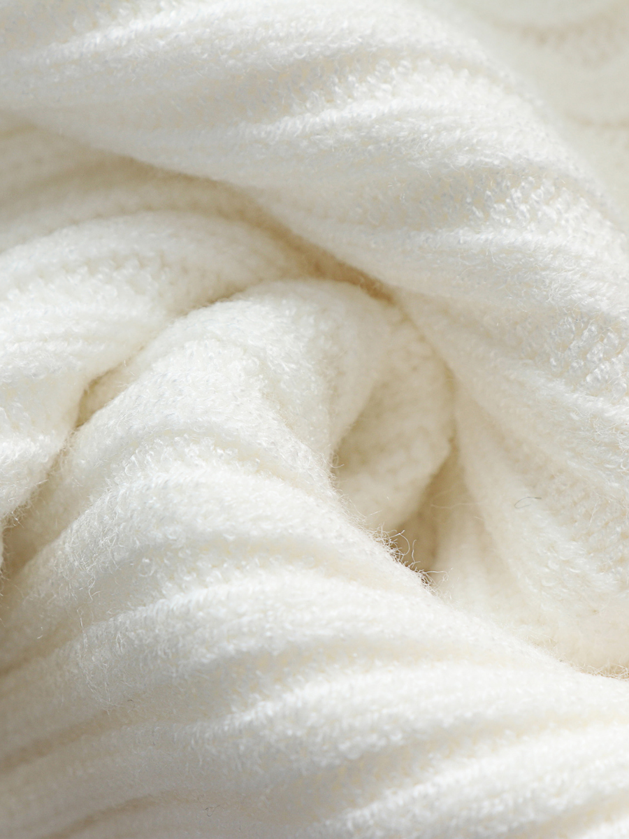GISELE Lantern Sleeve Long Cuff Knit Top - Cream