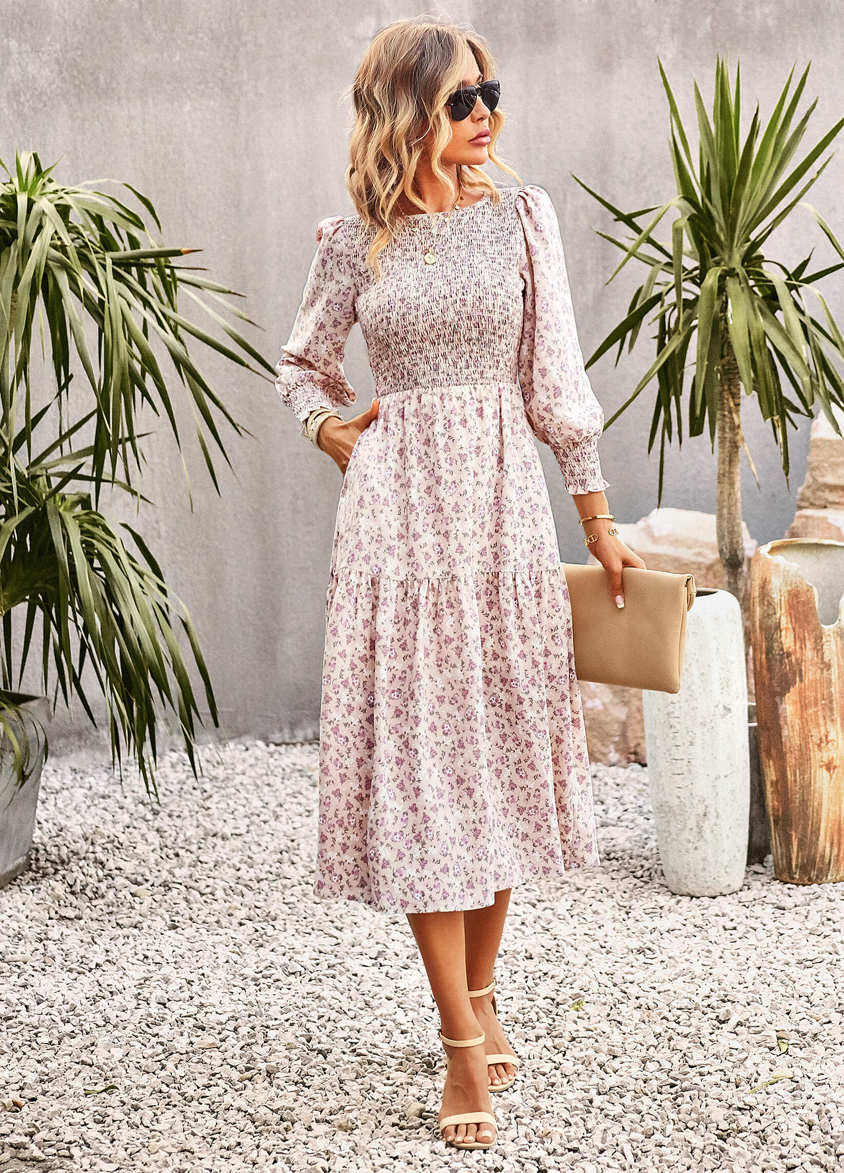 TRADING PLACES FLORAL MIDI DRESS - CREPE