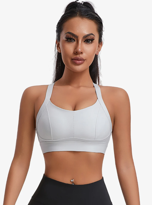 Criss Cross Back Padded Workout Fitness High Impact Sports Bra