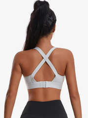 Criss Cross Back Padded Workout Fitness High Impact Sports Bra