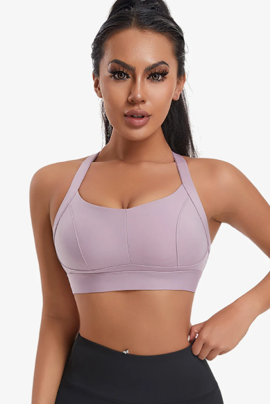 Criss Cross Back Padded Workout Fitness High Impact Sports Bra