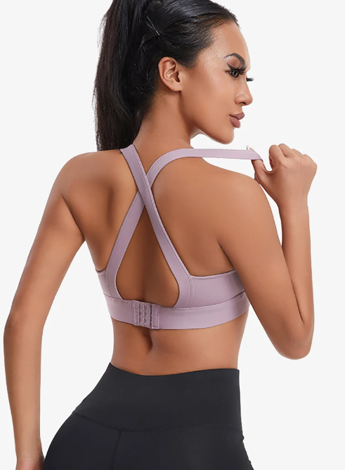 Criss Cross Back Padded Workout Fitness High Impact Sports Bra