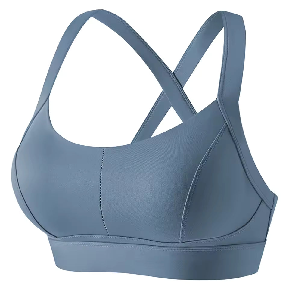 Criss Cross Back Padded Workout Fitness High Impact Sports Bra