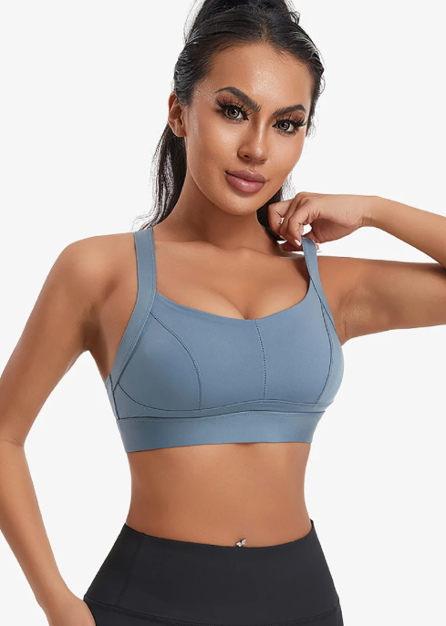 Criss Cross Back Padded Workout Fitness High Impact Sports Bra