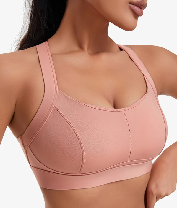 Criss Cross Back Padded Workout Fitness High Impact Sports Bra