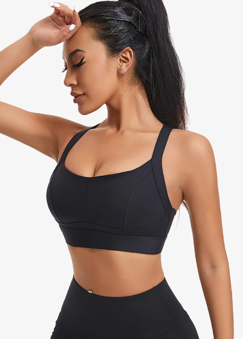 Criss Cross Back Padded Workout Fitness High Impact Sports Bra