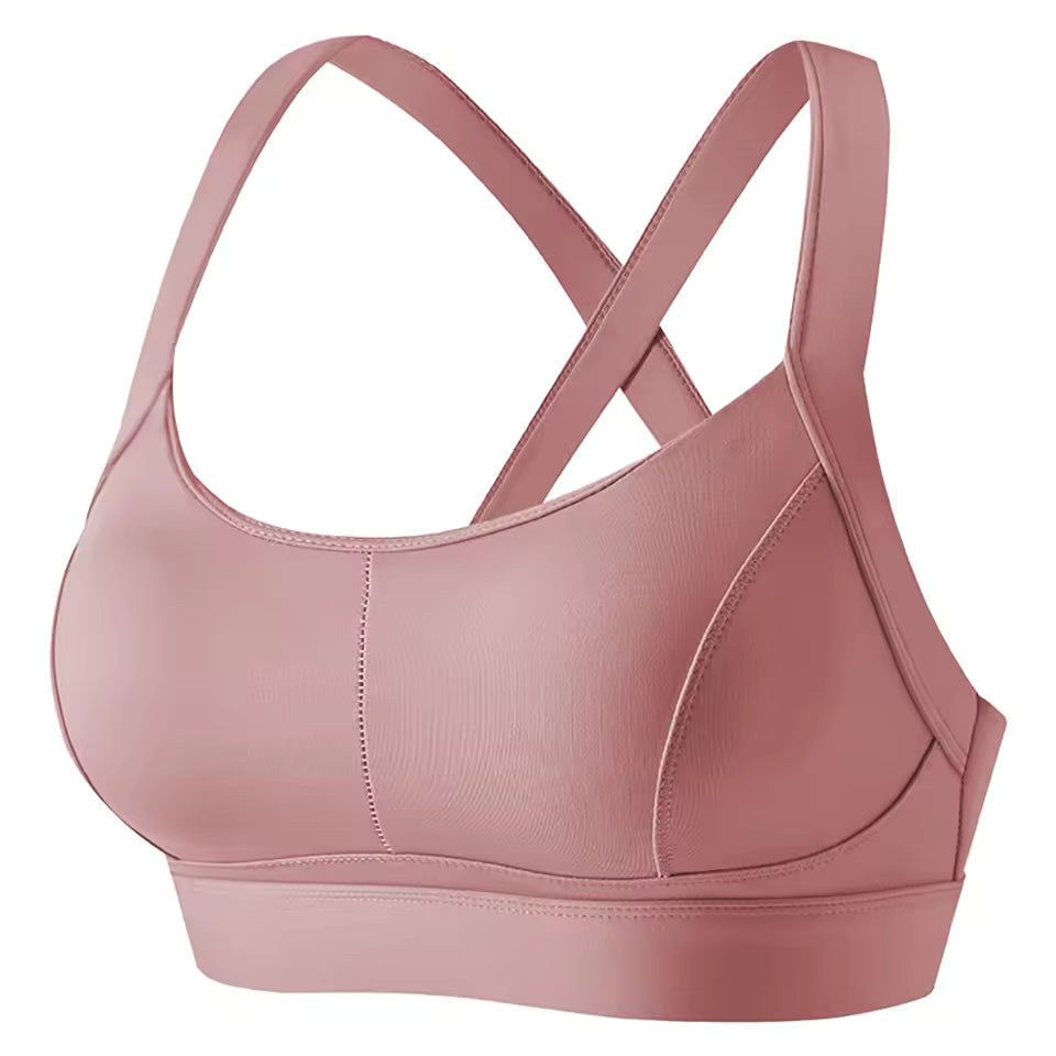 Criss Cross Back Padded Workout Fitness High Impact Sports Bra