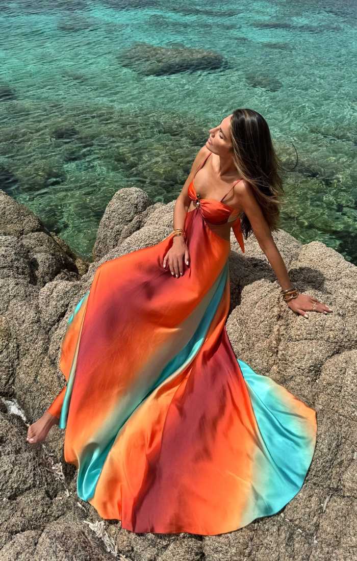 Colorful Siena Tramonto Maxi Dress