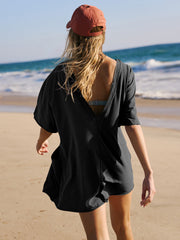Nevaeh Cotton Pocketed Romper - Black