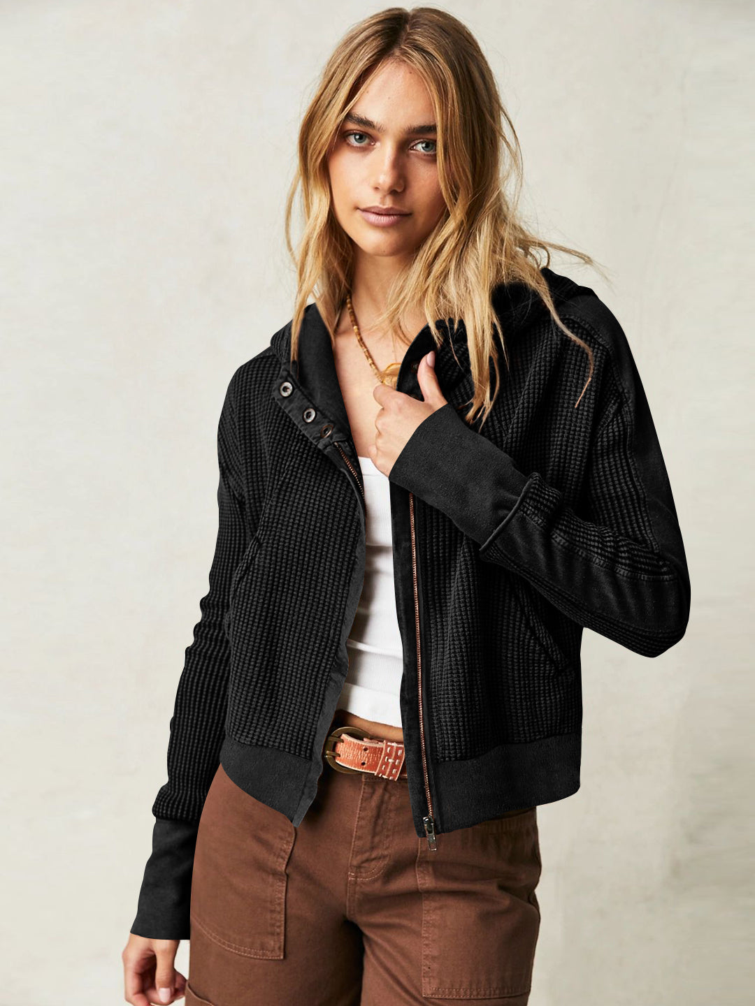 Treyson Bomber Hoody Jacket - Black