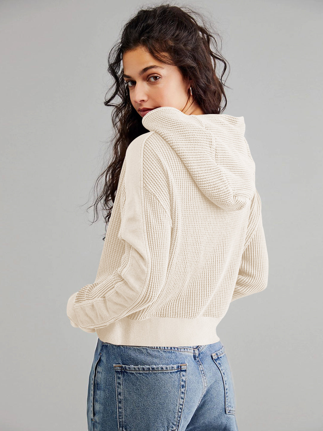 Treyson Bomber Hoody Jacket - Cream