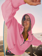 Fern Pocketed Hoodie Lightweight Jacket - Pink