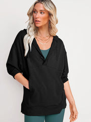 Forever Essential Pocketed Cotton Blend Hoodie - Black