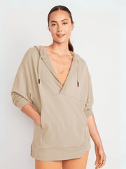 Forever Essential Pocketed Cotton Blend Hoodie - Neutral