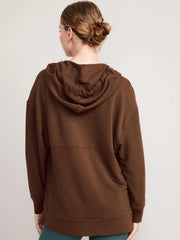 Forever Essential Pocketed Cotton Blend Hoodie - Coffee