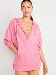 Forever Essential Pocketed Cotton Blend Hoodie - Pink