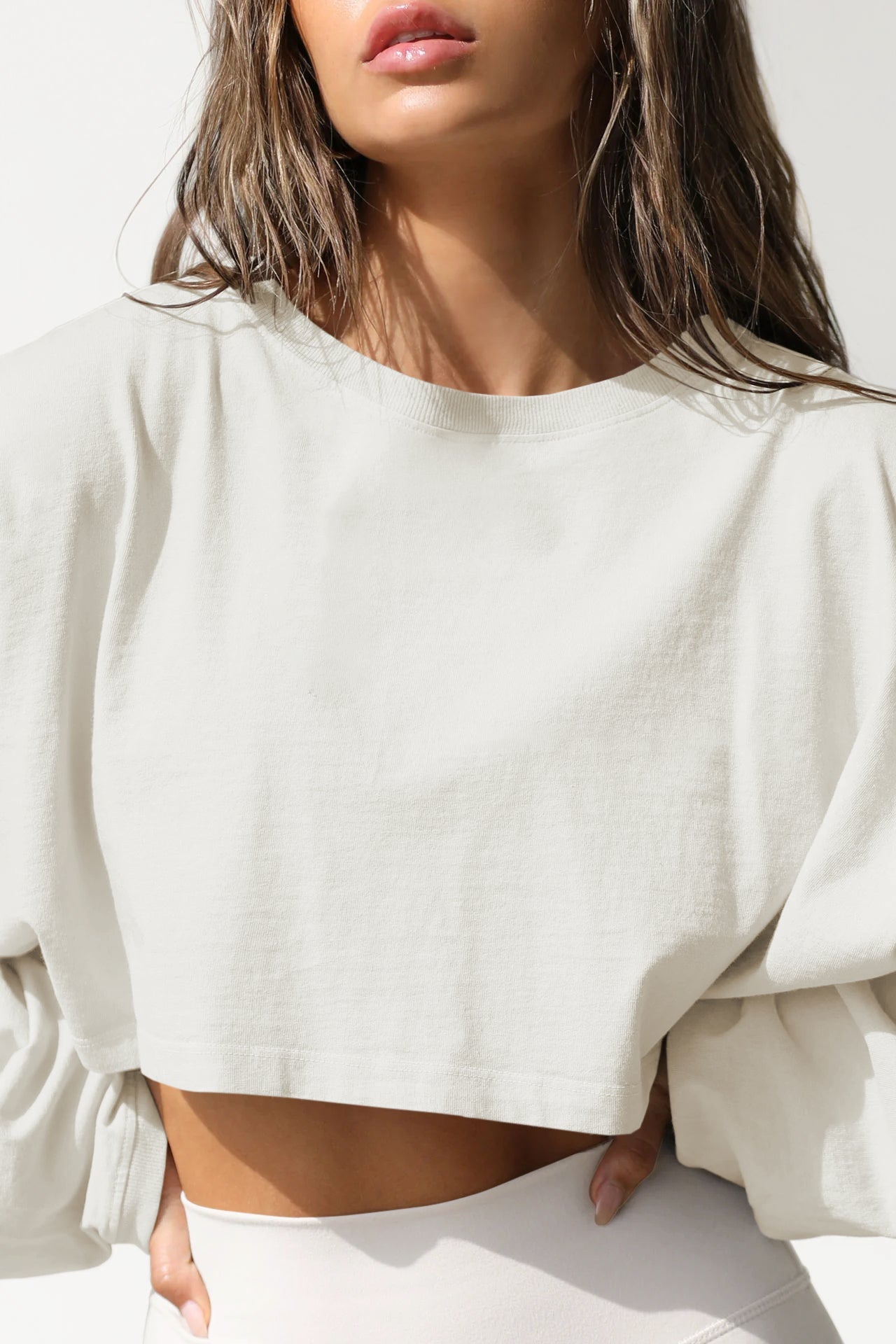 Molly Wide Sleeve Crop Top - Apricot