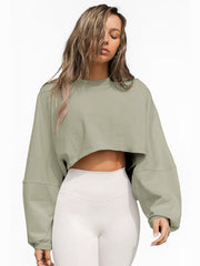 Molly Wide Sleeve Crop Top - Sage