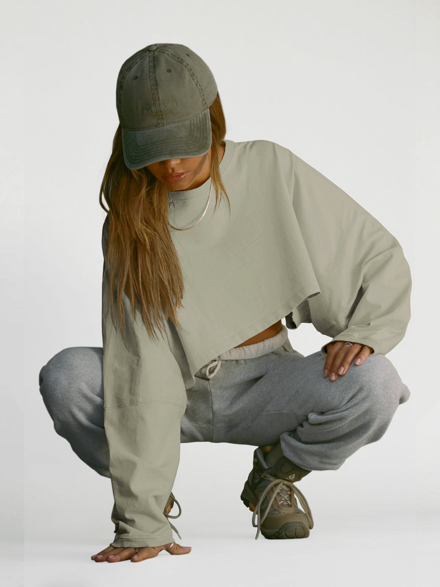 Molly Wide Sleeve Crop Top - Sage