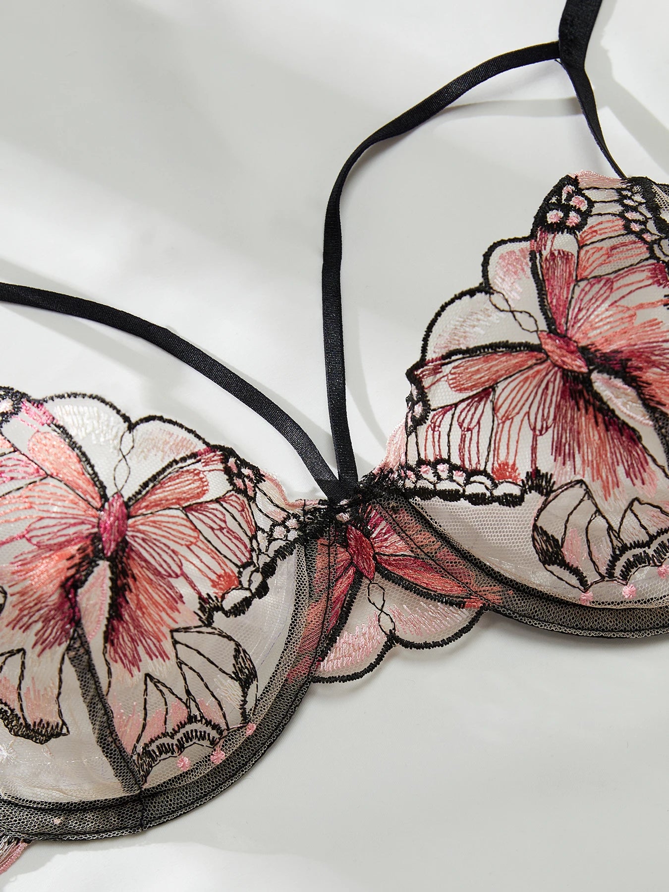 Elegant Bowknot See Through  Butterfly Bra Cute Intimate 2 Pieces Lingerie