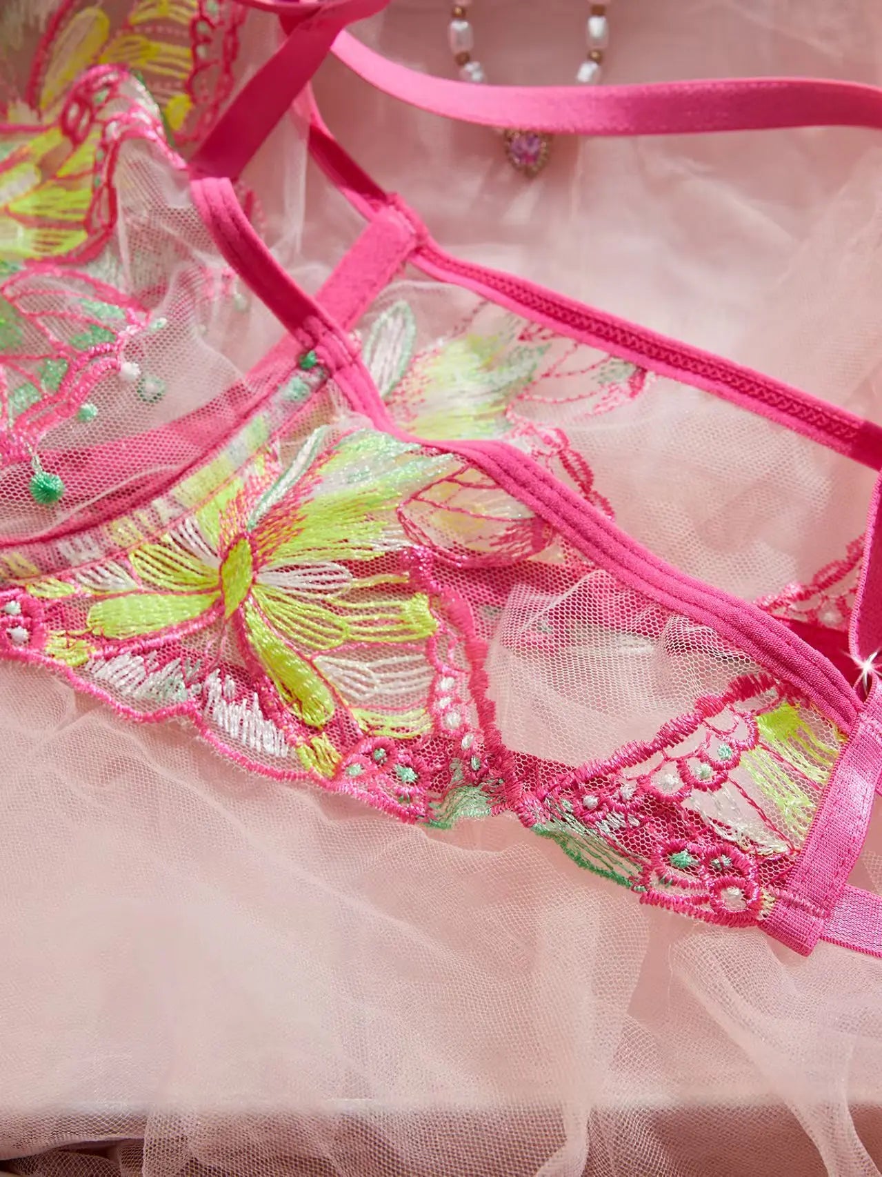 Elegant Bowknot See Through  Butterfly Bra Cute Intimate 2 Pieces Lingerie