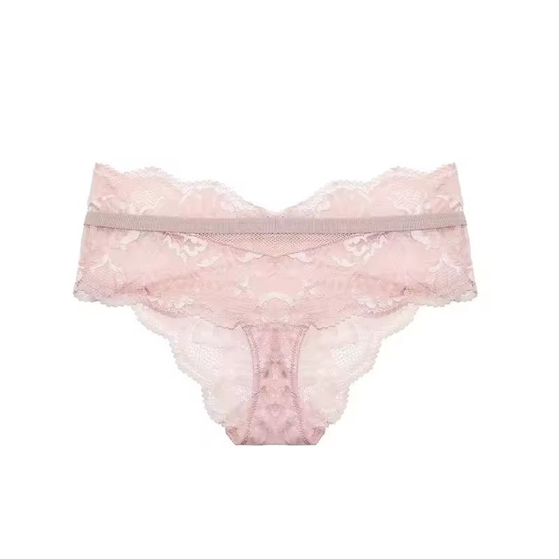 Elegant Flower Patterned Lace Transparent Panties