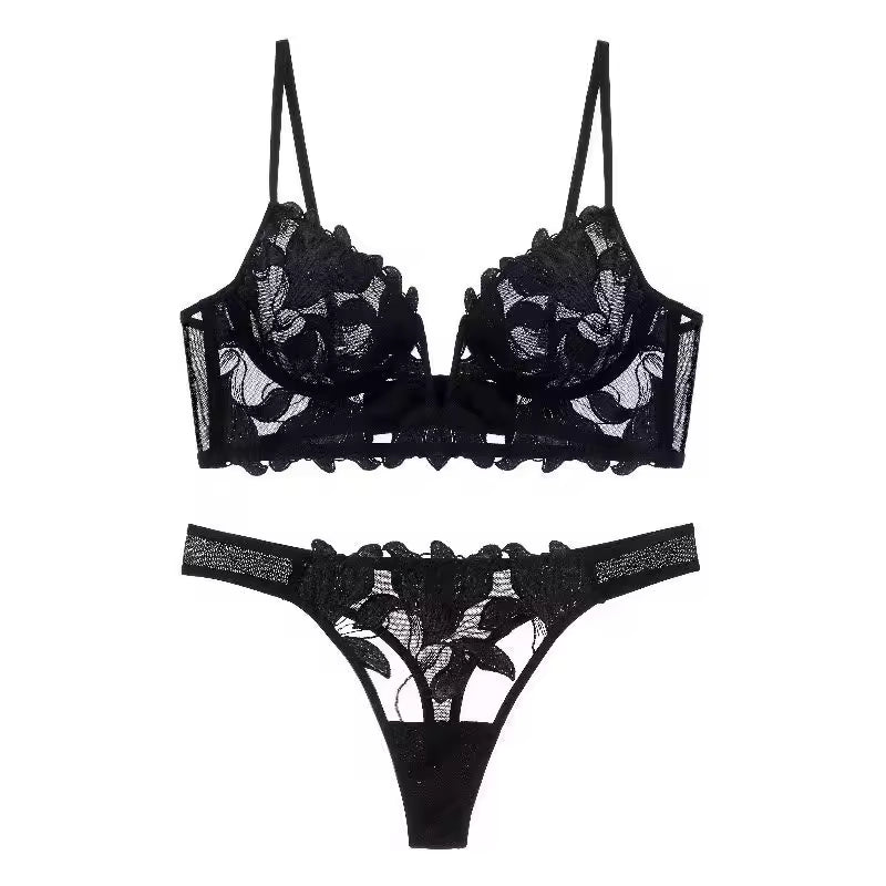 Elegant Lace Lingerie See Through Underwear Ventilate Bra and Panty Set