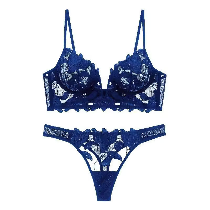 Elegant Lace Lingerie See Through Underwear Ventilate Bra and Panty Set