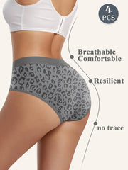 Elegant Low-Rise Briefs Seamless Stretchy Breathable in Leopard Zebra Solid