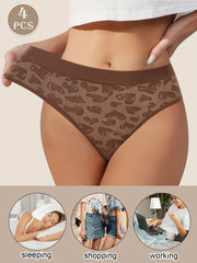 Elegant Low-Rise Briefs Seamless Stretchy Breathable in Leopard Zebra Solid